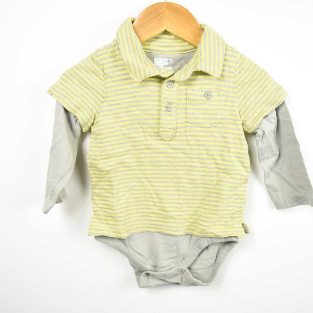 Baby GAP layered bodysuit in yellow & gray